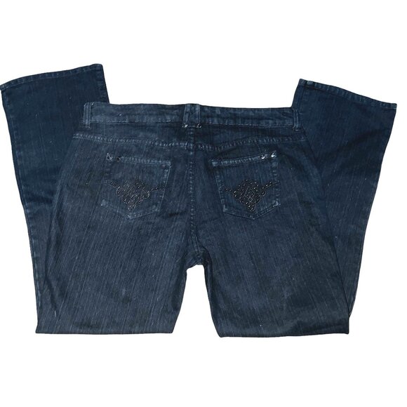High Sierra Vintage y2k Mid Rise Embellished Pocket Denim Jeans Sz 16 Womens Bla - Picture 5 of 12